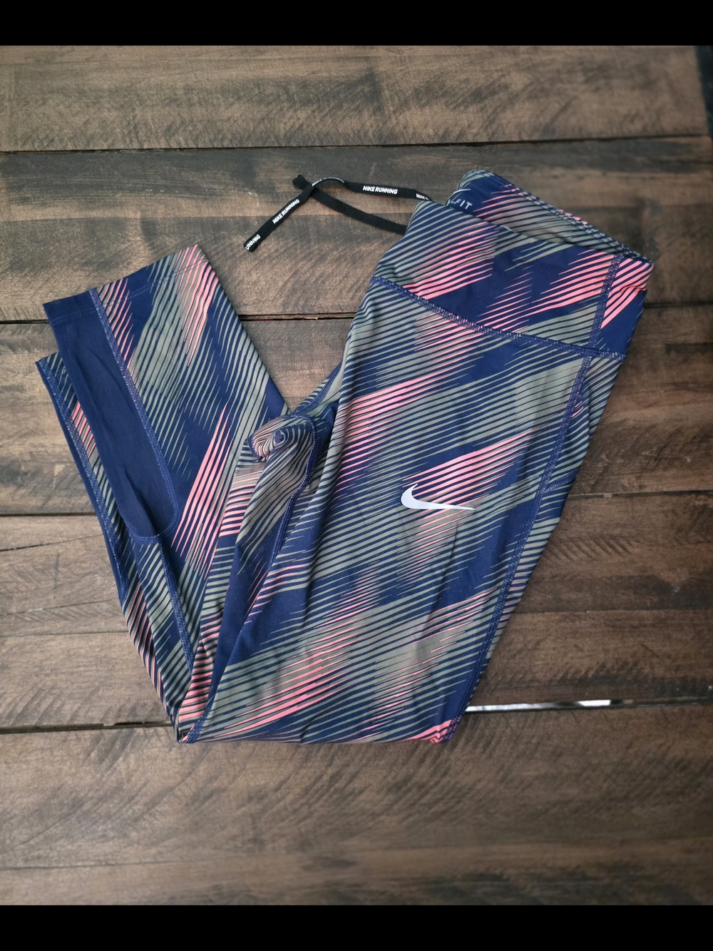 Nike Dri-FIT Printed Leggings - Navy & Pink